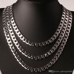 Yhamni Original 925 Silver Vintage Chain Collier Men Bijoux 8 mm Collier de déclaration de mode Collier latérale complète YN034297K