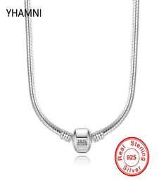 YHAMNI Original 925 chaîne en argent massif collier sécurisé boule fermoir perles charmes collier pour femmes cadeau de mariage bijoux N0051738813