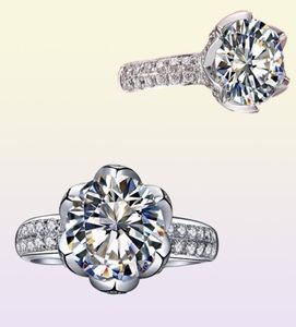 YHAMNI Original 925 bagues de mariage en argent Sterling pour les femmes romantique en forme de fleur incrusté 3 carats CZ diamant bague de fiançailles en gros3661270