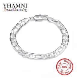 YHAMNI Original macizo auténtico 925 Plata pura hombres moda brazalete con dijes joyería de boda de lujo regalo H200188w