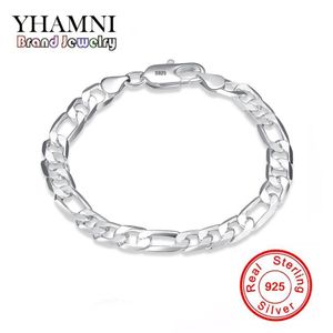 Yhamni Original Real Solid 925 Pure Men Men Fashion Charm Fashion Bangle Luxury Wedding Jewelry Gift H2002341