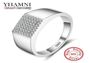 Yhamni Original Real Solid 925 STERLING Silver Ring Luxury CZ Diamond Man Wedding Bijoux Anneaux Engagement MJZ0251322688