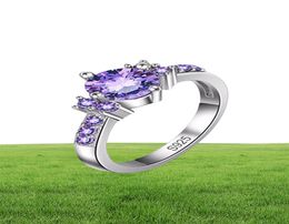 Yhamni Real 925 Ring Silver Purple Crystal Jewelry CZ Diamond Engagement Bague Accesorios de lujo Anillos de boda para mujeres R9614518