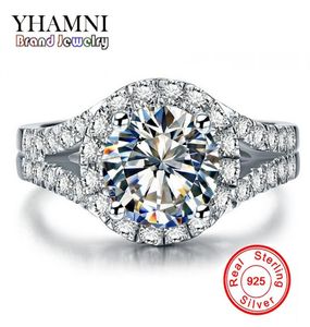 Yhamni Real Solid 925 Silver Wedding Rings Bijoux pour femmes 2 Carat Sona CZ Diamond Engagement anneaux accessoires XMJ5106194145