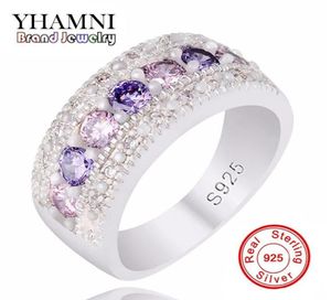 Yhamni Real Silver Silver Wedding Rings for Women Diamond Princess Princet Princess Beautiful Dinger Rings Fine Bijoux PJ14779970513341039
