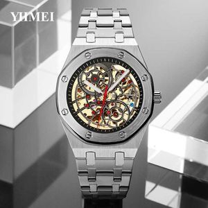 YHMEI/Eternal Beauty nouvelle montre d'affaires en acier inoxydable pour hommes à la mode et de grand luxe montre mécanique creuse