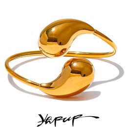YHPUP 316L Bracelet en acier inoxydable Drop bracelet Alivtable Bracelet pour femmes 18K Gold PVD Péche de rouille Bijoux inhabituel 240429
