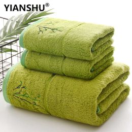 Yianshu Bamboo Fiber Badhanddoeken Set Hoge Kwaliteit Dikkere Thuis Zachte Snelle Snelle Snelle Absorberen Water Handdoek Badkamer Washandje voor Volwassenen 210728