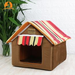 YICHONG Zachte Indoor Hond Huis Afneembare Cover Mat Hond Huis Bedden voor Kleine Middelgrote Honden Katten Puppy Kennel Huisdier tent YH213269N