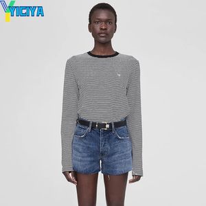 Yiciya sudadera con capucha abdinta de marca abdominada de rayas delgadas ropa para mujeres suéteres de manga larga y2k diseño de capucha 240326