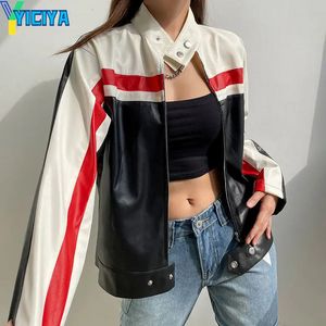 YICIYA veste bombardier femmes varsity racing vestes en cuir PU vêtements de dessus pour femmes hauts américains y2k coréen baseball veste manteaux 240320