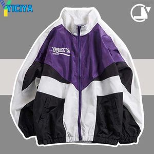 YICIYA chaquetas estilo universitario Varsity hombres primavera Bordado de letras Bomber Casual calle de retazos suelto cremallera abrigo mujeres pareja