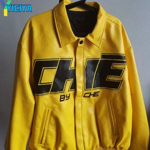 YICIYA veste en cuir jaune Bomber femmes Hiphop Vintage hiver femme Zipper manteau Moto veste zippée manteaux hauts à la mode 240108