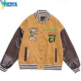 YICIYA Giacca da uomo Uniforme da baseball Ricamo Nuovo tessuto di cotone Harajuku Hip Hop Streetwear Cappotto college oversize casual