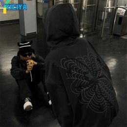 YICIYA Sweats à capuche pour hommes Sweat-shirts Hip Hop Hommes Sweat à capuche Araignée Imprimé Streetwear Harajuku Y2k vêtements Pull Hiver Automne Veste zippée décontractée