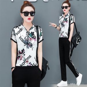 Yiciya Tracksuit voor vrouwen Outfit Sportswear Co Ord Set Plus Size Big Two -Piece Set Pants en Top Floral 2020 Summer Clothing LJ201125