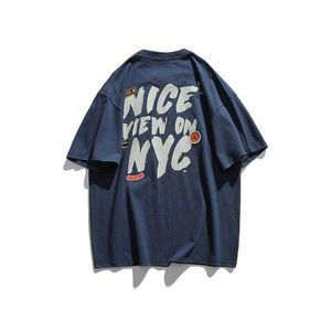 Yidao Ancient Style 2023 Zomer Nieuwe Men's Fashion Letter Drukken losse paar Korte mouw T-shirt Herenmode Brand Half Sleeve