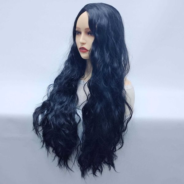 Peluca de nuevo estilo para niñas, peluca de pelo largo negro, cubierta para la cabeza, permanente de maíz, pelo largo y rizado, versión coreana natural