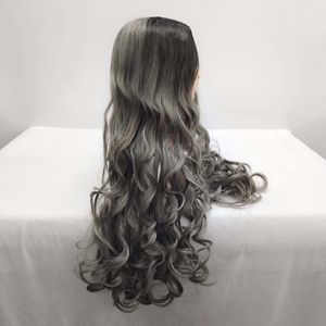 Cédant nouveau Type de perruque femmes fendues gris cheveux longs bouclés perruque couvre-chef cheveux longs Style couverture de perruque naturelle