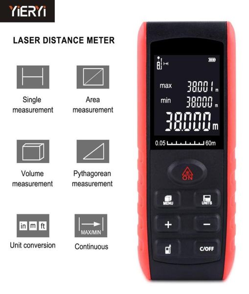YIERYI Medidor de distancia láser digital portátil Telémetro láser Regla Dispositivo de medición de distancia 40 m 60 m 80 100 m T2006036550266