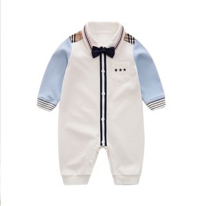 YiErYing Baby Casual Romper Boy Gentleman Style Onesie para otoño Bebé Mono 100% algodón LJ201023