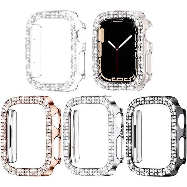 YIFILM-funda de diamante para Apple watch 8, 7, 41mm, 45mm, 44mm, 40mm, 42mm, 38mm, accesorios, funda protectora de parachoques ostentosa para iWatch series 8 3 4 5 6 se