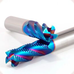 Yifino HRC65 4 Flute Blue Nano Rebating End Mild Mill Tungsten Steel Carbide Bouching Milling Cutter pour CNC Usining Mounils Tools