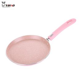 YiHAO 20 cm Poêle À Pizza Crêpe Antiadhésive Poêle En Aluminium Casseroles Steak Poêle À Frire Cuisinière À Gaz Cuisinière À Induction Casseroles 210319