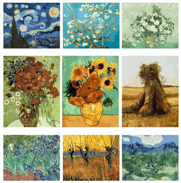 Yijie DIY PEINTURE par Numbers Vincent Van Gogh Canvas Pain d'huile peintures par nombres kit Art Picture Home Living Room Decoration4968931