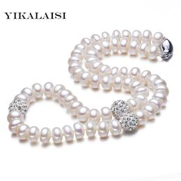 YIKALAISI – collier de perles d'eau douce naturelles, bijoux boule de cristal, bijoux en argent sterling 925, 45cm, meilleurs cadeaux pour femmes Q0531