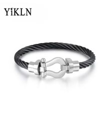 YiKLN Titanium Staal Unisex Lovey Bangle Klassieke Stalen Twist Manchet Bruiloft Armbanden Armbanden Sieraden Voor Vrouwen Mannen YB170248449058