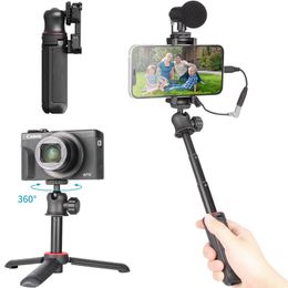 Yiliwit Mini trépied pliable Smartphone appareil photo reflex Selfie monopode de prise de vue verticale avec chaussure froide pour trépieds de lumière LED