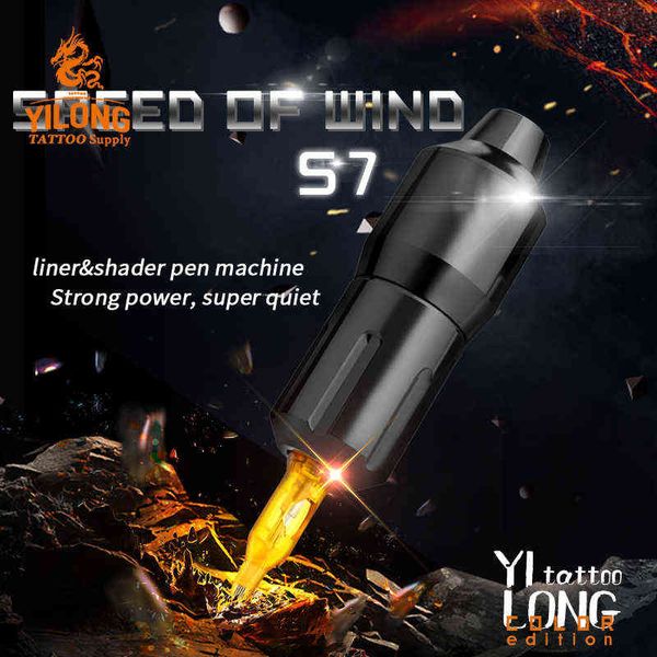 YILONG Pen Style Máquina de tatuaje rotativa corta Motor sin núcleo DC conectado 3.5 pulgadas de longitud 210622