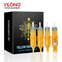 Yilong Gele Dragonfly Professionele Make-Up Cartridge Naalden Voor Tattoo Pen Machine Permanente Cartridge 20 Stuk Tattoo Naalden 240219