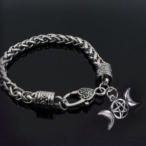 Yiluocd vintage triple lune déesse pour hommes sorcellerie pentagramme femmes amulet bracelets bracelets bijoux surnaturels