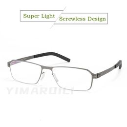 YIMARUILI Design sans vis alliage ultraléger rétro myopie et hypermétropie lunettes optiques lunettes de prescription cadre hommes LDBG1 240118