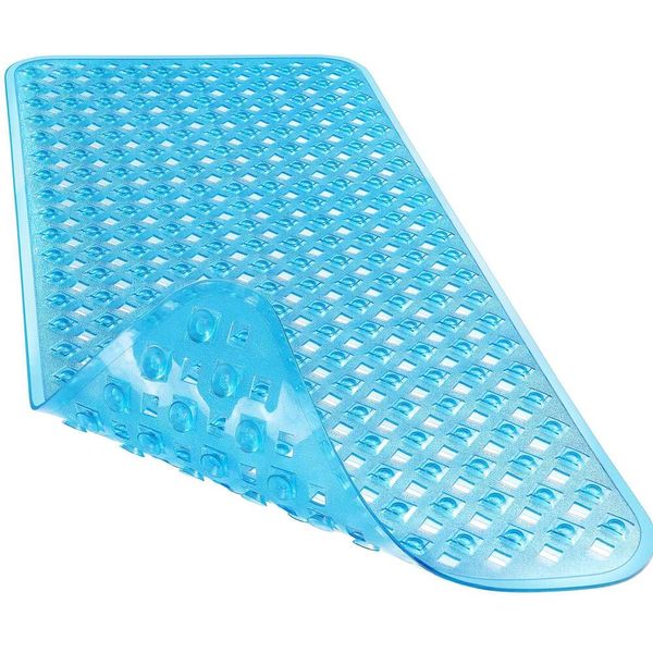 Yimobra Original est antidérapant, tapis de baignoire, tapis de douche avec trou de drainage, ventouse, lavable en machine, sans BPA, latex, phtalates, 34,5 x 15,5 pouces, bleu pur