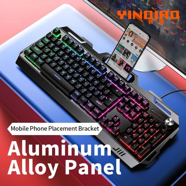 Yindiao Keyboard jeu ordinateur portable câblé ordinateur ordinateur PC Accessoires de bureau à profil bas pour les claviers de joueur avec Numpad 240418