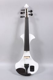 Yinfente 4/4 violon électrique 5 cordes Pikcup actif violon en bois massif couleur blanche avec étui à violon arc