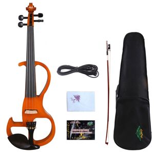 Yinfente Electric 4/4 Full Size Silent Violin Wooden Free Case # EV2