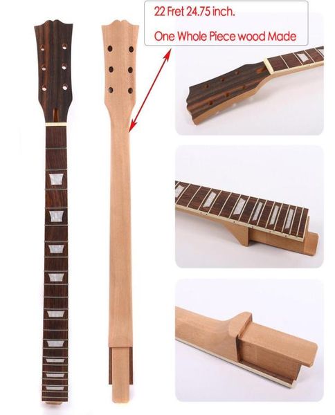 Yinfente remplacement de manche de guitare électrique 22 frettes touche en palissandre une pièce en bois fabriqué 2475 pouces pièces de guitare 9340322