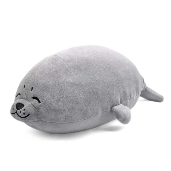 Yinggg Peluche Mignon Seal Oreiller Peluche Coton Doux Animaux Jouet Gris 23,6 pouces / 60 cm Cadeaux pour enfants Couples Adultes à Noël 210611