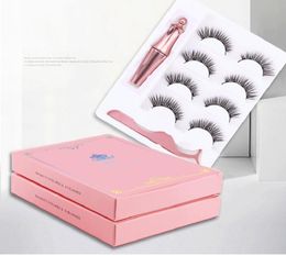 Yiowio Magnetic 4 Pairs Full Strip épais cils épais Faux cils avec un eyeliner magnétique faux cils naturels DHL 5563078