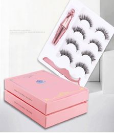 Yiowio Magnetic 4pirs Full Strip Eyelashes espesas pestañas falsas con delineador de ojos magnético suave pestañas falsas naturales DHL 7361947