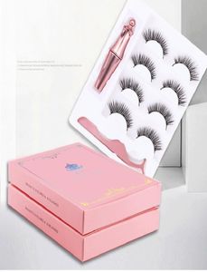 Yiowio Magnetic 4pirs Full Strip Eyelashes espesas pestañas con delineador de ojos magnético Soft Natural Feedelashes DHL 3496799