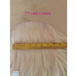 Yirubeauty 7x7 Close en dentelle Pièce gratuite 16-24inch 613 # Color blonde malaisien 100% Hust Human Hair Body Stright Body Wave