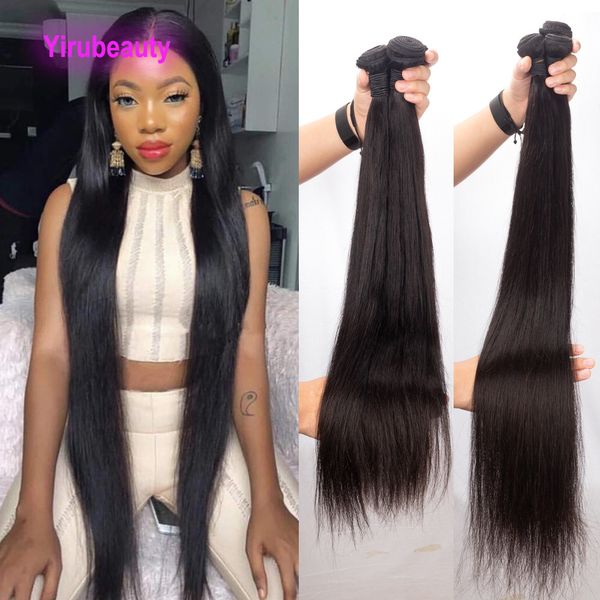 Yirubeauty Cheveux Humains Brésiliens Cheveux Vierges Indiens Crus Double Trames 30-42 pouces Couleur Naturelle Plus Longue