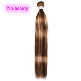 Yirubeauty Maleisische Menselijk Haar Dubbele Inslagen P4/27 10-30 inch Rechte Body Wave Kinky Krullend Piano Kleur een Bundel