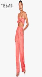 Yissang 2018 Nieuwe aankomst Rompers Women Backless Sexy Crop Top Slim Style Skinny Two Pieces Jumpsuits Bodycon Overalls6755530