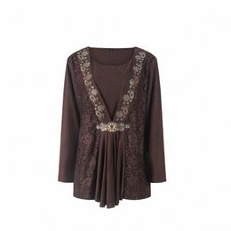 Yitglian dames Vintage Brze luxe dentelle femmes chemises de grande taille 6XL 7XL 8XL Lg manches automne décontracté tops tuniques W132 A454 #